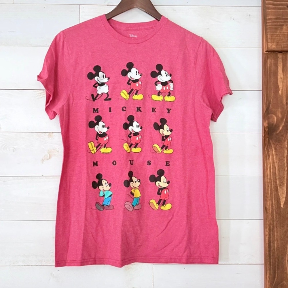 Disney Mickey‎ Mouse Mens Graphic T-Shirt Red Heathered Short Sleeve Size M